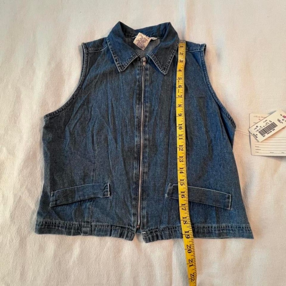 Sophisticates vintage y2k blue denim zip-up vest women's size medium NWT - Picture 5 of 8